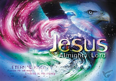 Productafbeelding: voorkant van Poster a4 Jesus almighty Lord
